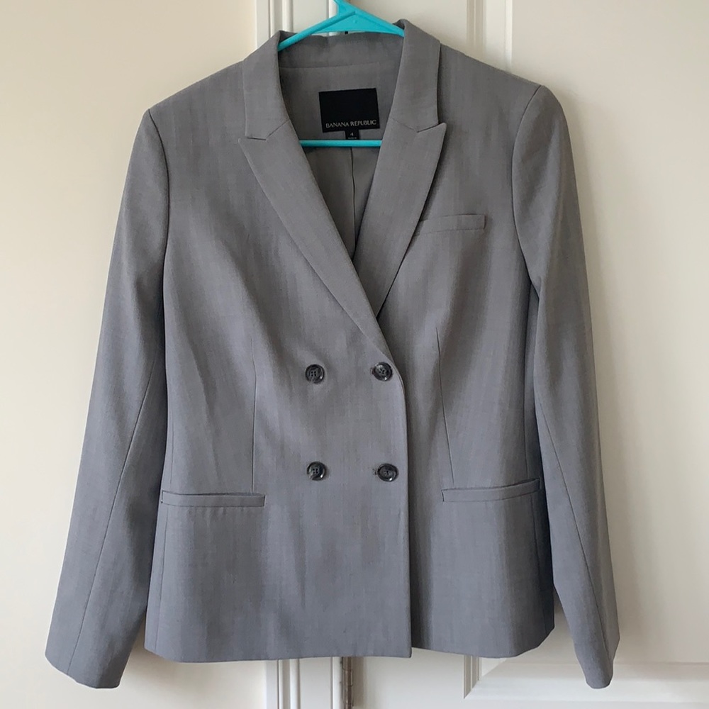Grey Double Breasted Banana Republic Blazer - Size 4